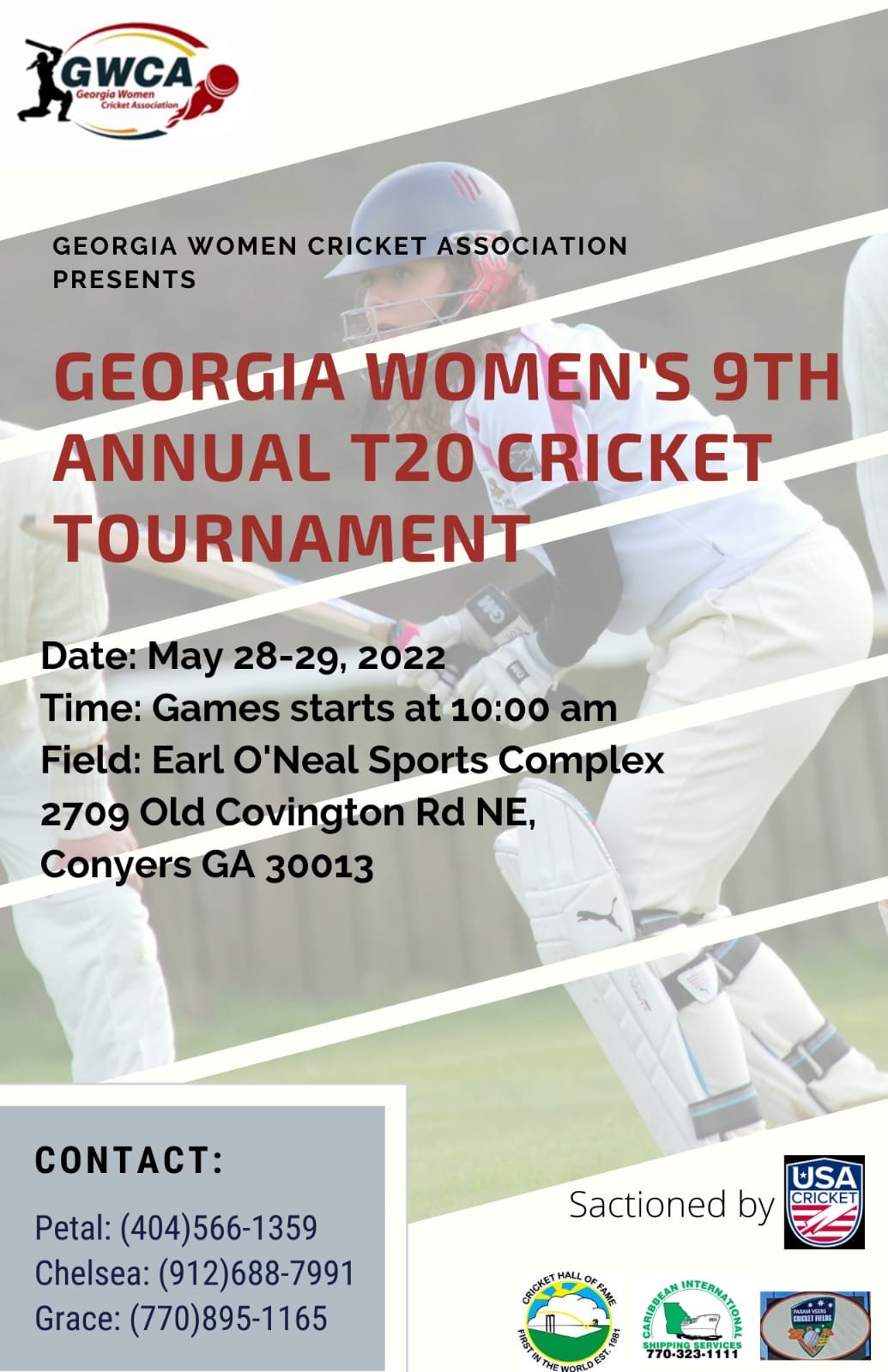 Georgia Women Cricket Association Presents 9th Annual T20 Cricket Tournament